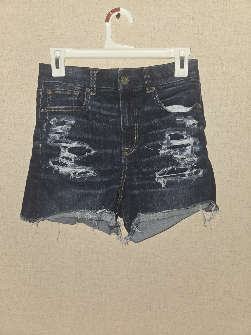 Dark Indigo Distressed Denim Shorts - Women